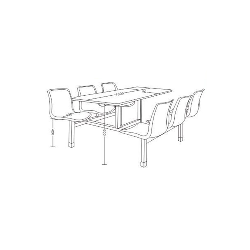 UC-A5201 Mesa y sillas de comedor de seis plazas de fibra de vidrio