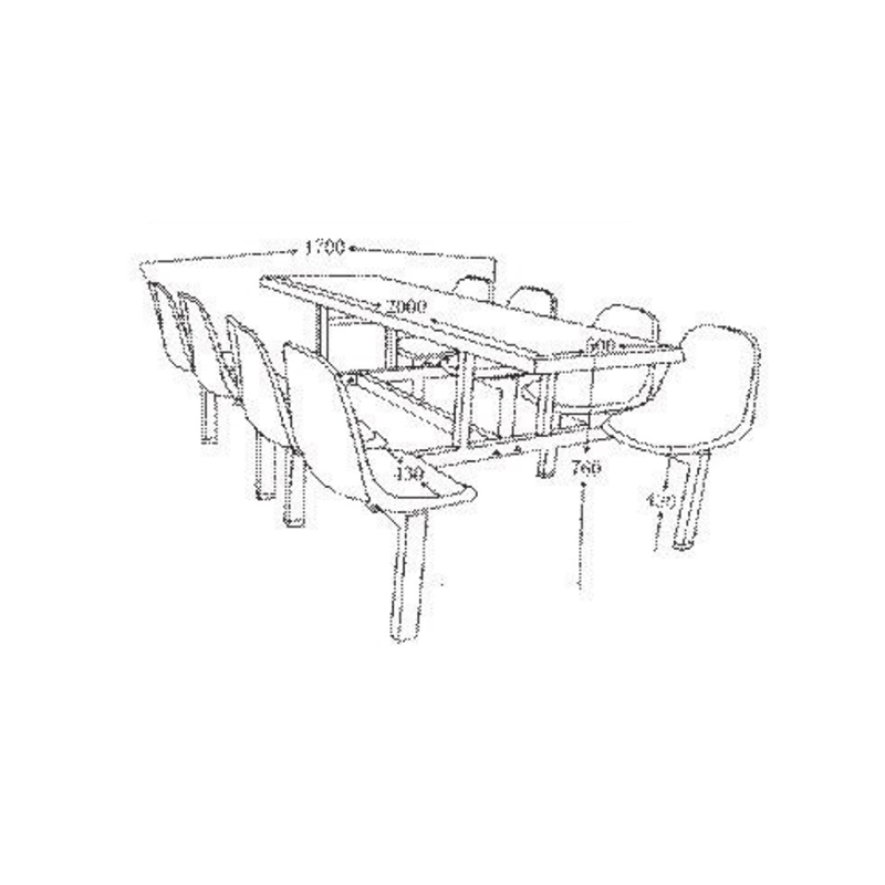 UC-A5203 Mesa y sillas de comedor de ocho plazas de fibra de vidrio
