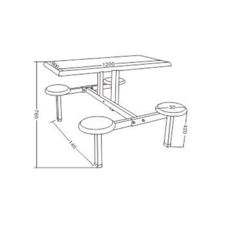 UC-A5301 Mesa de comedor redonda con sillas de fibra de vidrio
