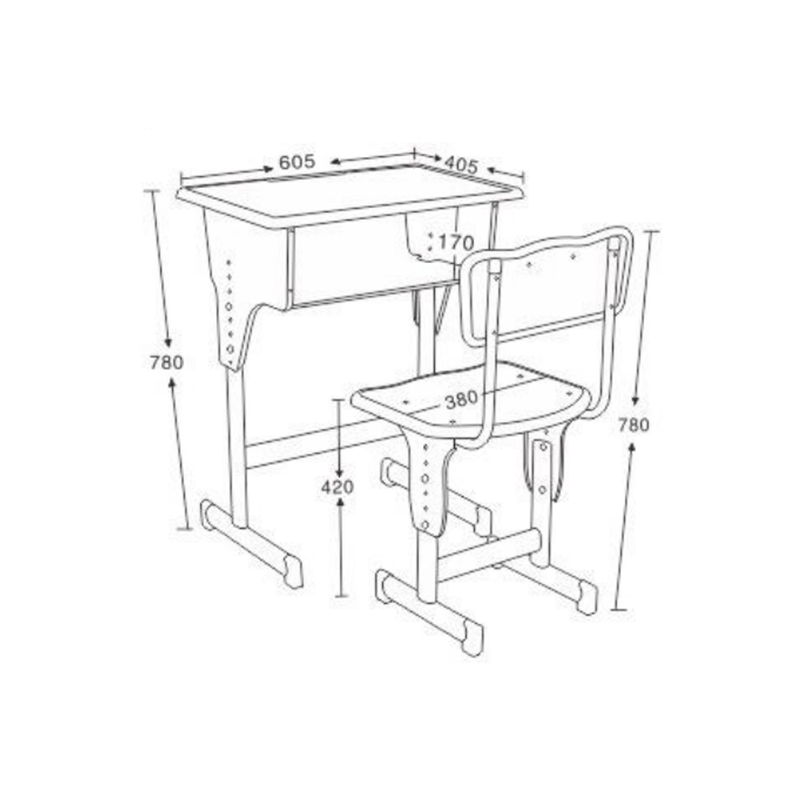 UC-A1202 Escritorio y silla de trabajo ajustables para estudiantes