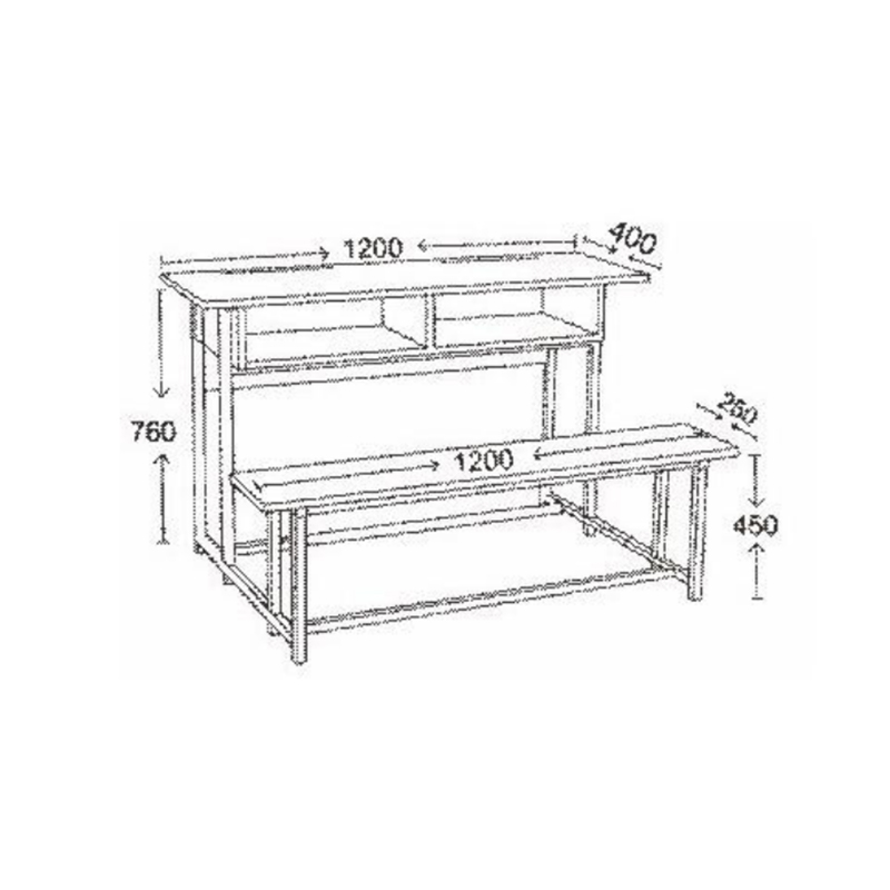 UC-A2204 Escritorio y silla de madera de doble asiento para estudiantes