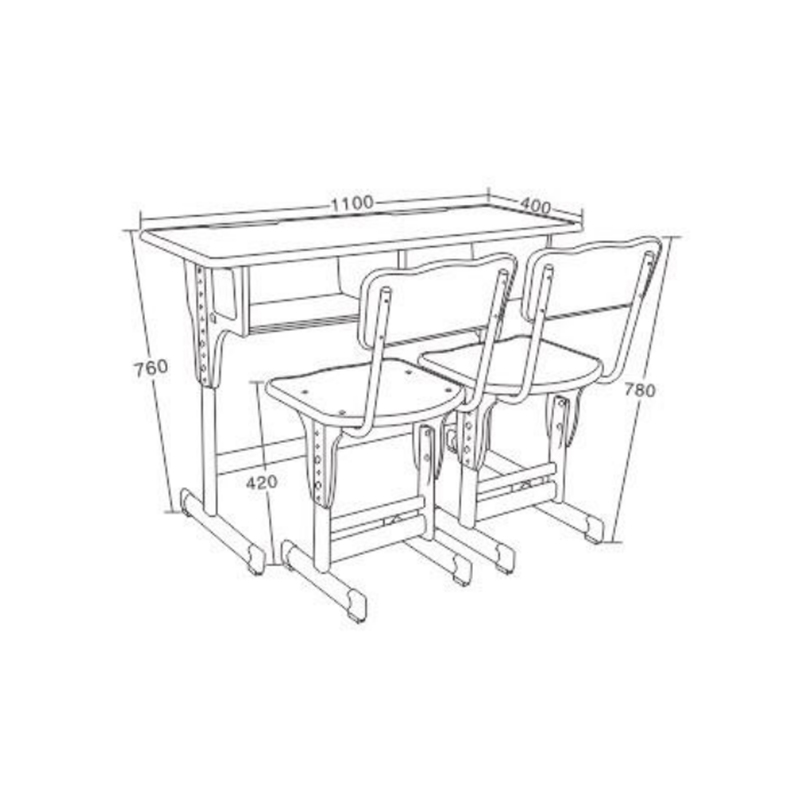 UC-A2302 Escritorio doble con respaldo y silla para formación moderna