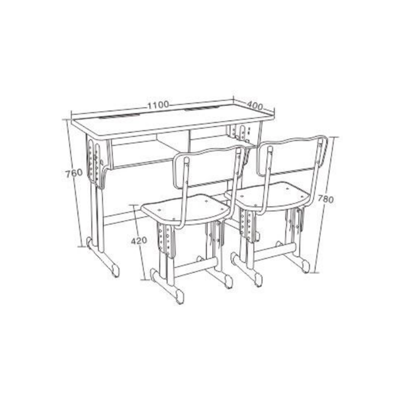 UC-A2402 Escritorio doble con respaldo y silla para formación moderna