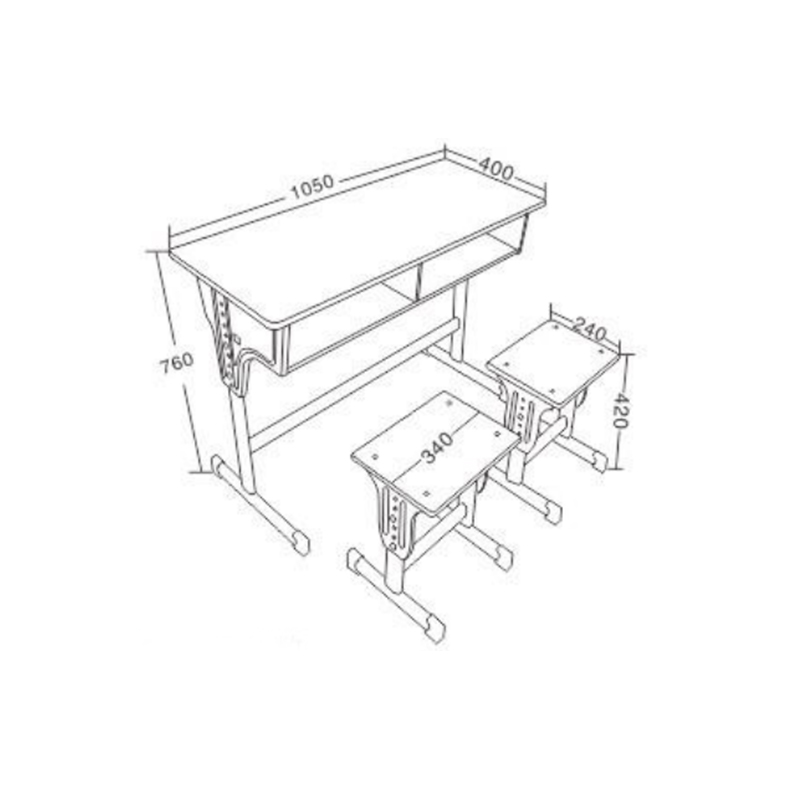 UC-A2501 Escritorio doble de madera y sillas para aula moderna