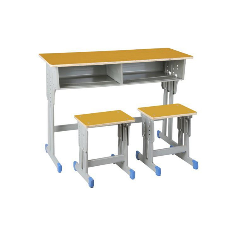 UC-A2502 Escritorio doble de madera y sillas para aula moderna (imitación madera)