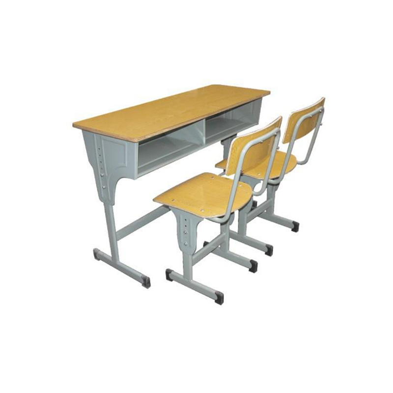 UC-A2601 Escritorio doble de imitación madera y sillas para aula