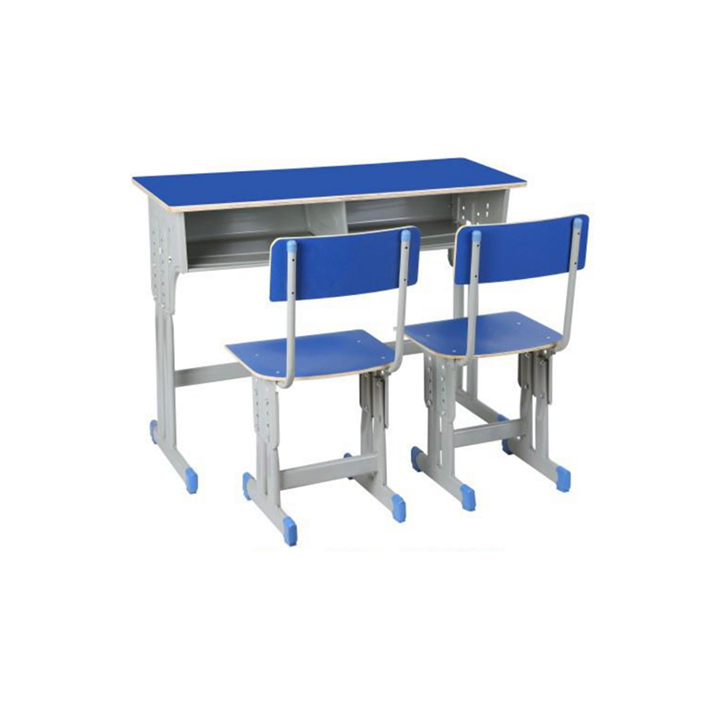 UC-A2602 Escritorio doble de imitación madera y sillas para aula