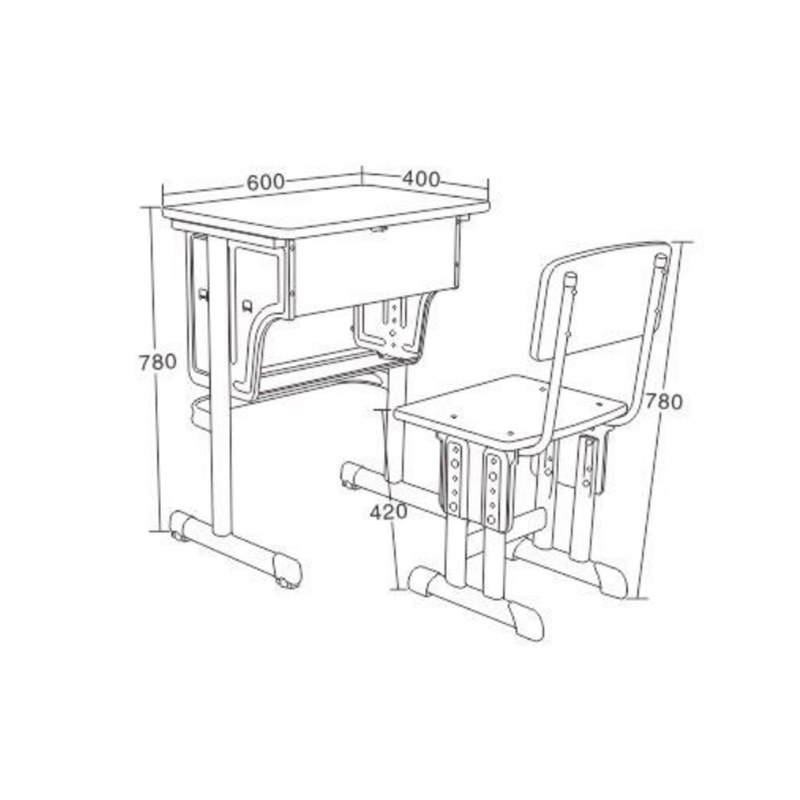 UC-A2802 Escritorio individual de madera con silla de respaldo confiable (doble capa)