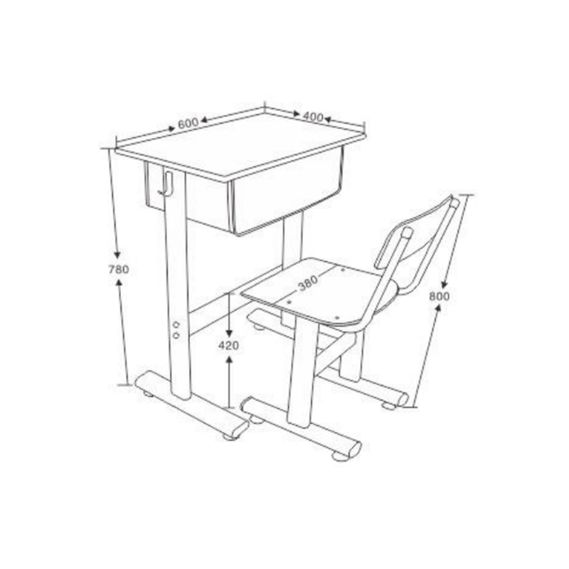UC-A3501 Escritorio escolar de una sola columna con silla