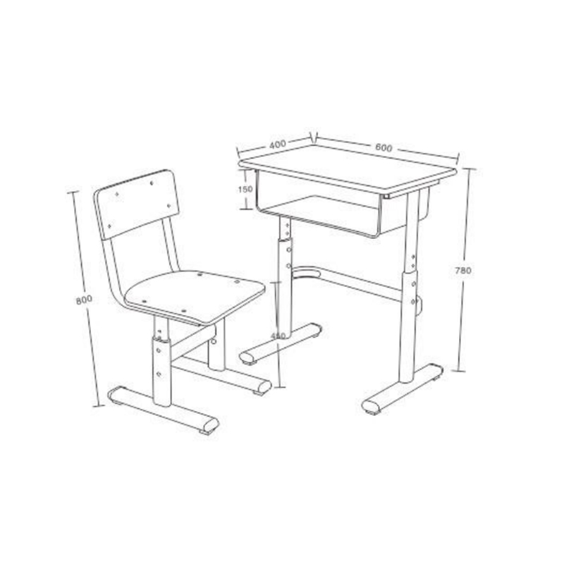UC-A3502 Escritorio escolar de una sola columna con silla (versión mejorada para aulas)
