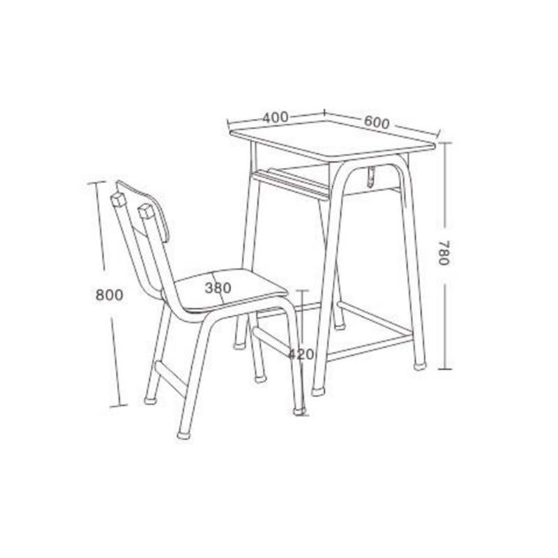 UC-A3602 Escritorio escolar de una sola columna con silla (no ajustable, de una sola capa)