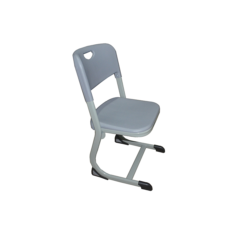 Silla escolar gris con respaldo resistente