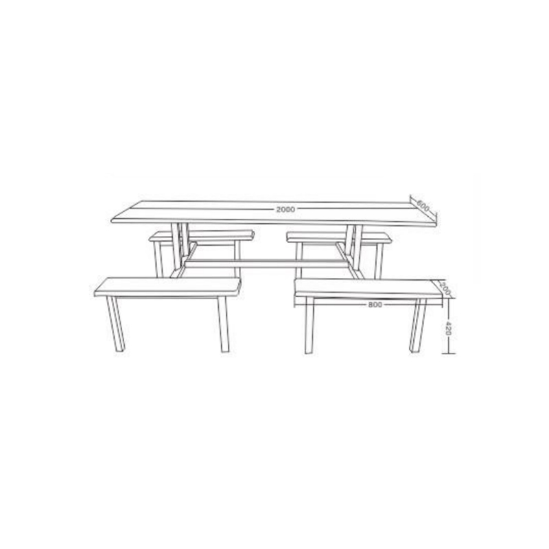 UC-A5402 Mesa y bancos de comedor de fibra de vidrio para cafetería de 8 plazas