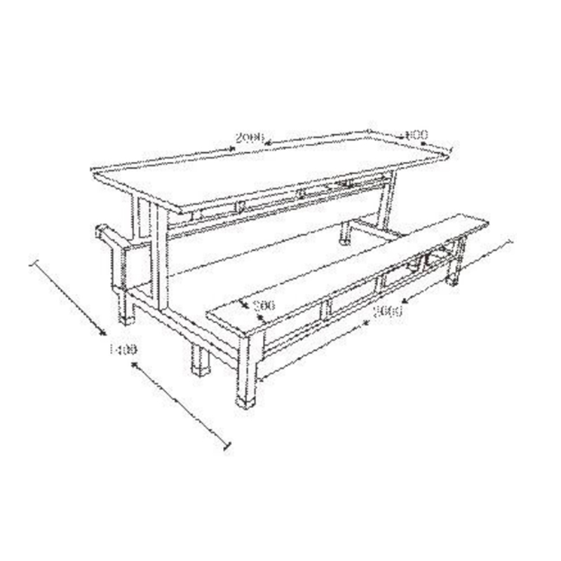 UC-A5403 Banco de comedor reversible de fibra de vidrio para cantina escolar