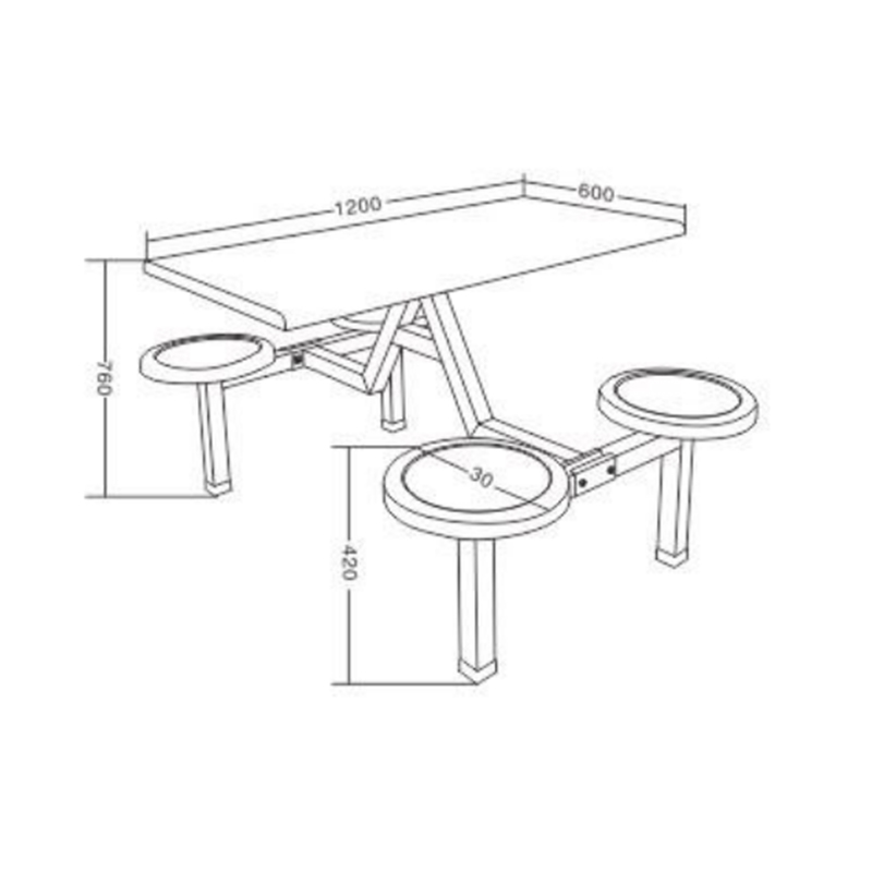 UC-A5501 Mesa y sillas de comedor de acero inoxidable