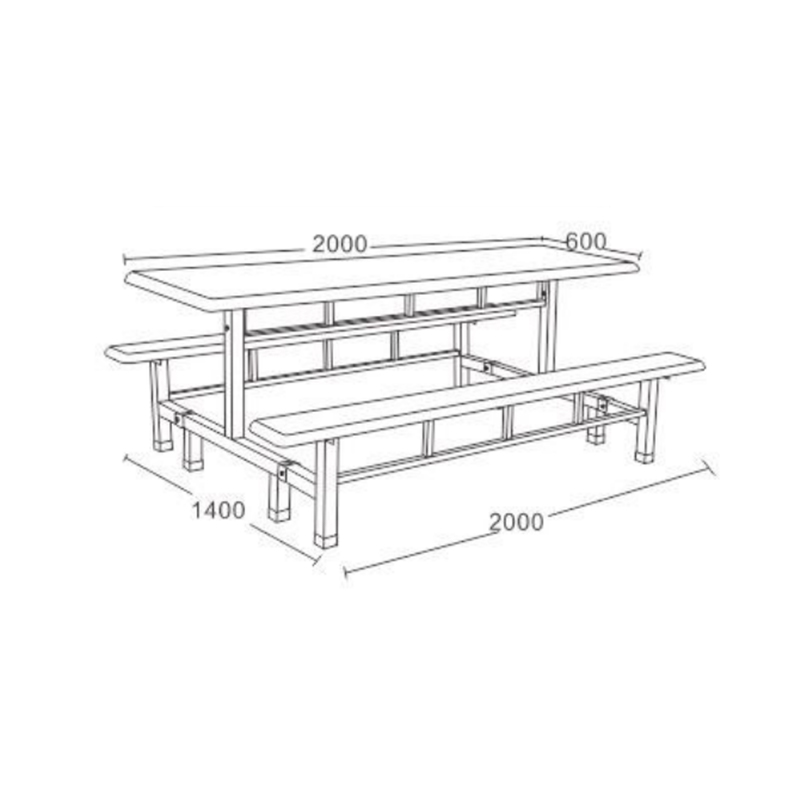 UC-A5503 Banco de comedor de acero inoxidable de ocho plazas