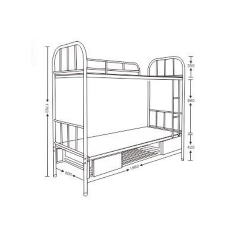 UC-A6203 Cama de hierro doble con estante para zapatos